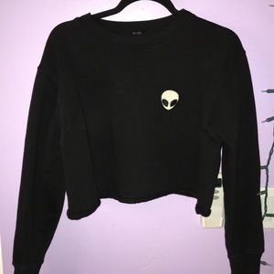brandy melville raw hem alien patch sweatshirt